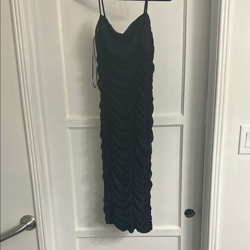 AFRM Amara Elegant Black Ruched Cocktail Dress Sz M